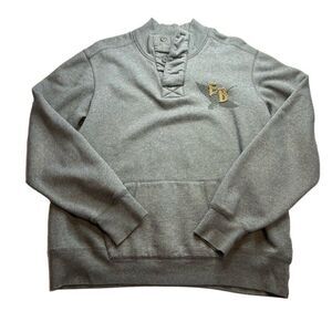 Eddie Bauer Men’s Gray Logo Pullover Sweatshirt Button Collar Size Large